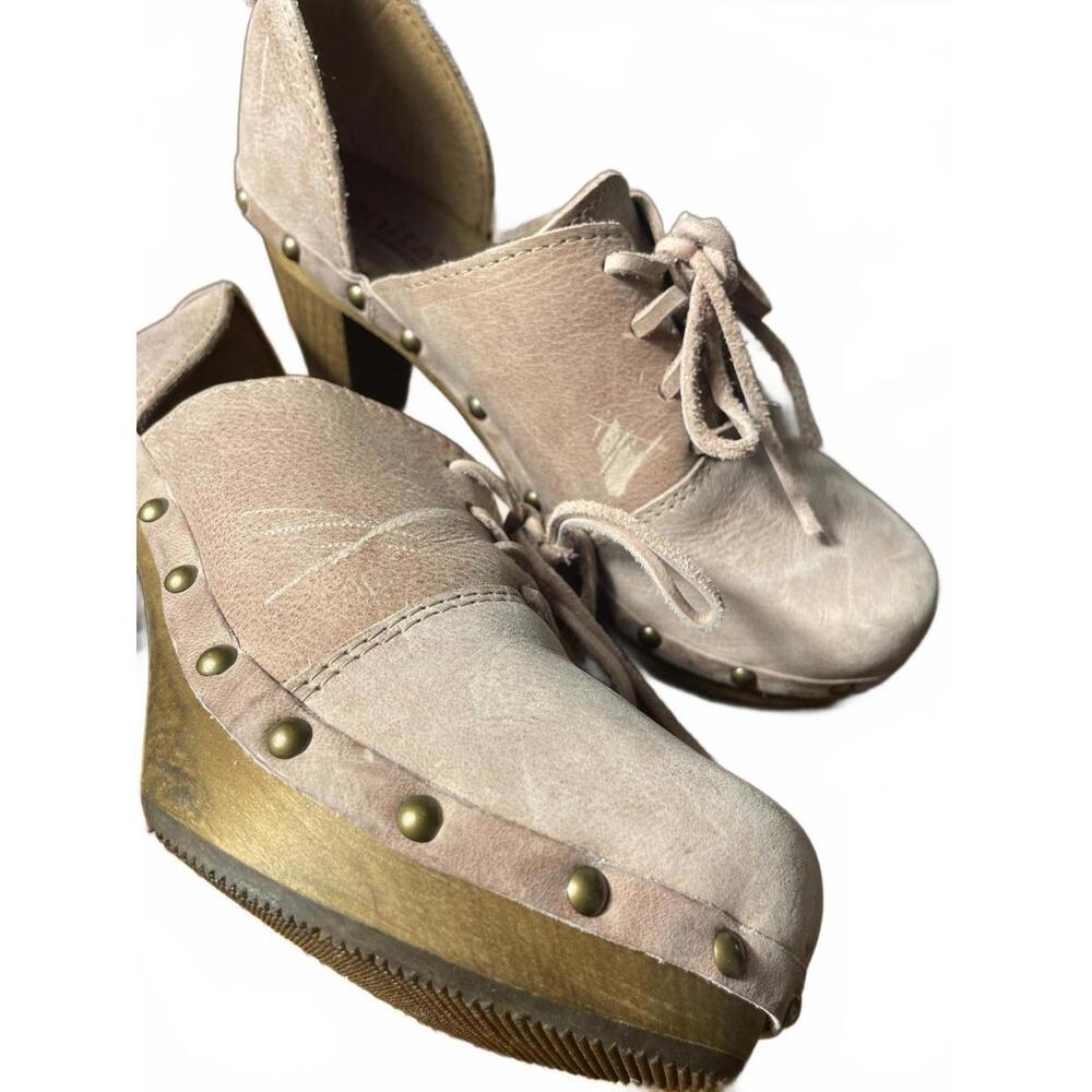 Sanita Clogs Danish Women's 35 Pink Suede Mules Wooden Heels - Picture 7 of 7